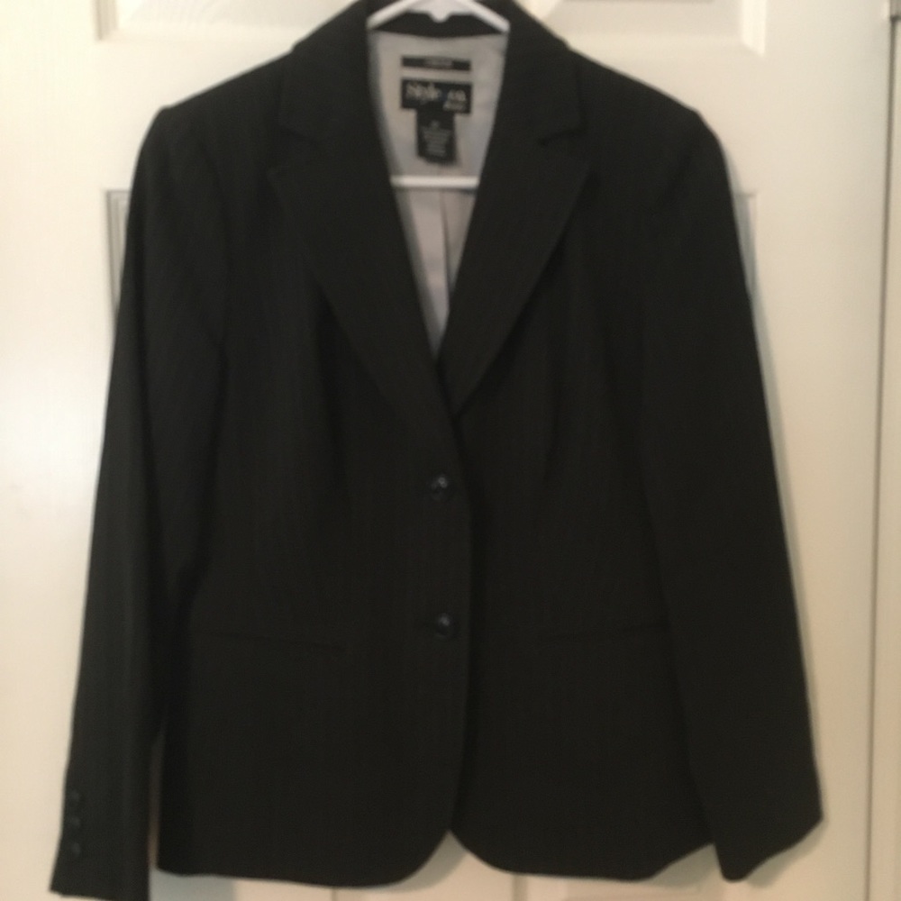 Style & Co Petite Navy Pinstripe Blazer